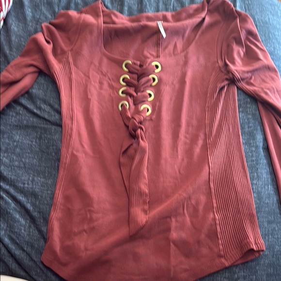 Free People Rust Lace-Up Bodysuit - Picture 1 of 3